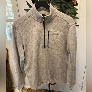 Eddie Bauer Light Gray Knit Quarter Zip Pullover LS M